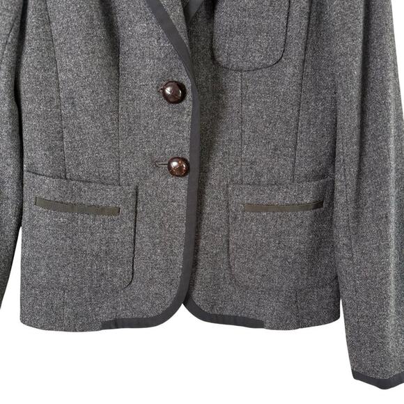 J.Crew 100% Wool 2-Button Blazer Jacket Charcoal Gray with Black Piping, Size 2 - Picture 5 of 9